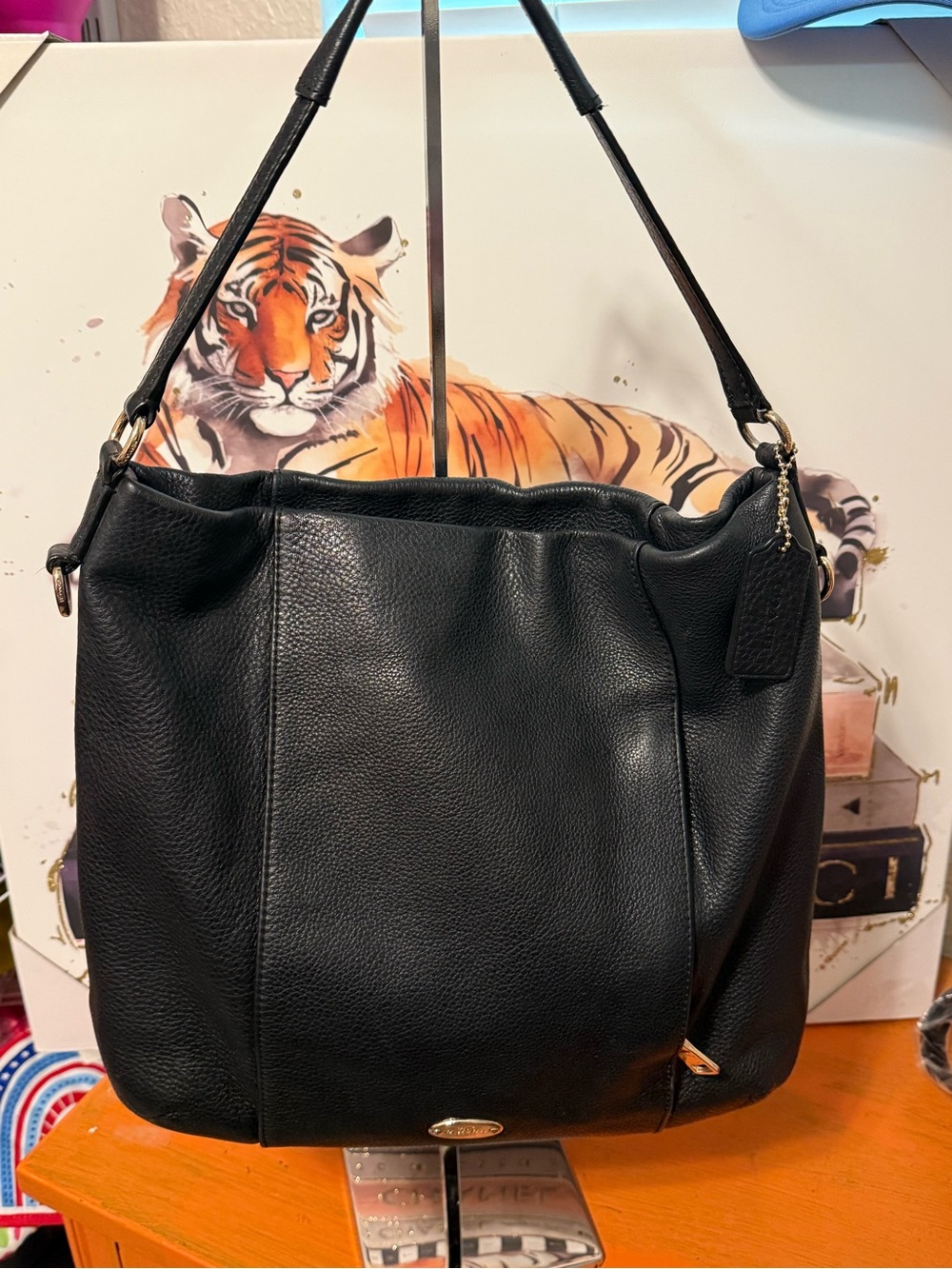 Coach Isabelle Black Pebbled Leather Hobo Bag